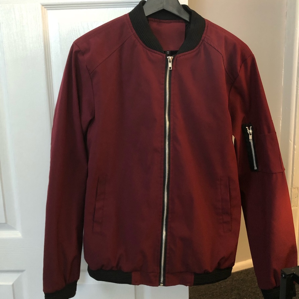 Maroon bomber jacket